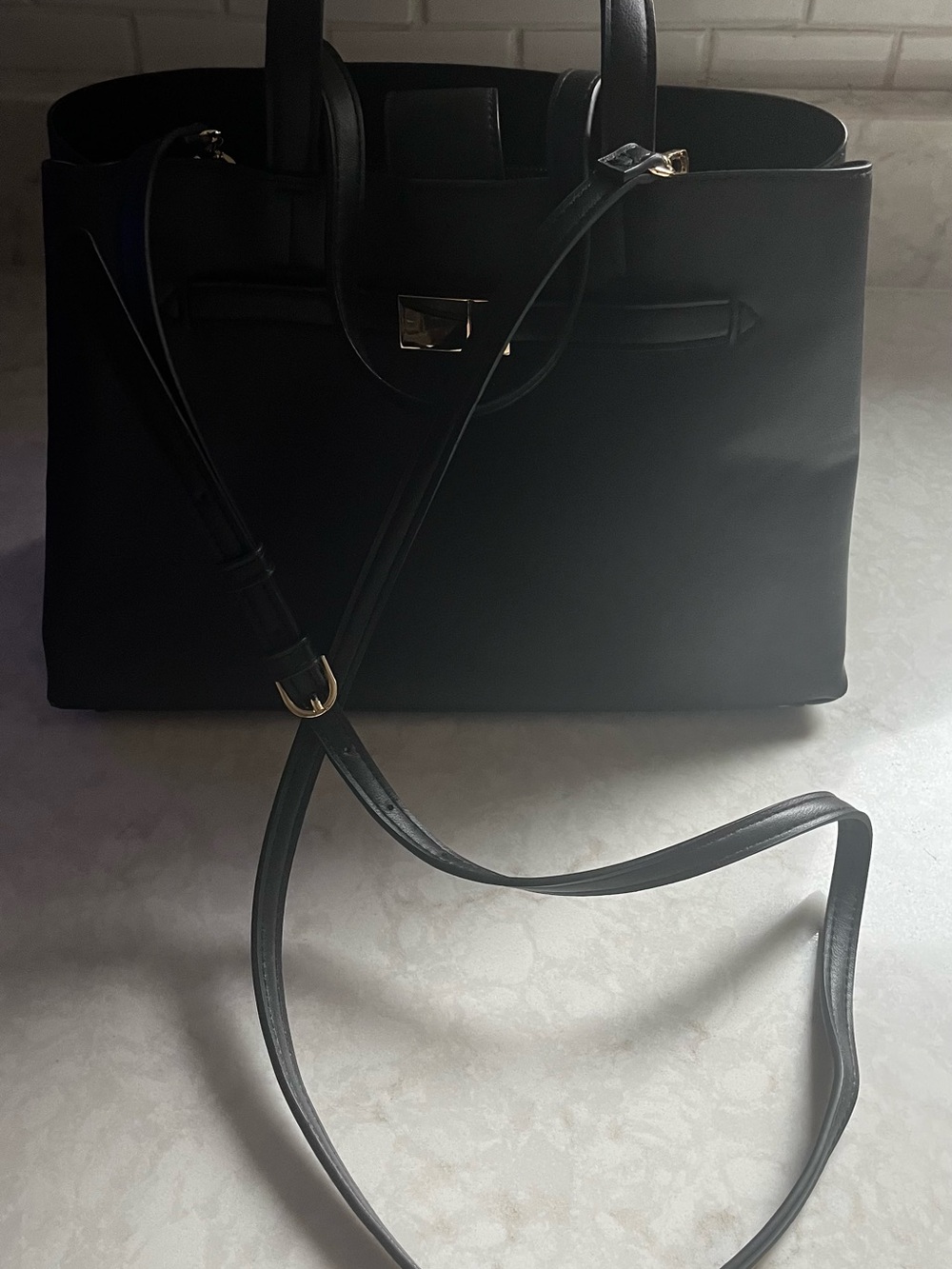 Black Handbag with Gold Accent